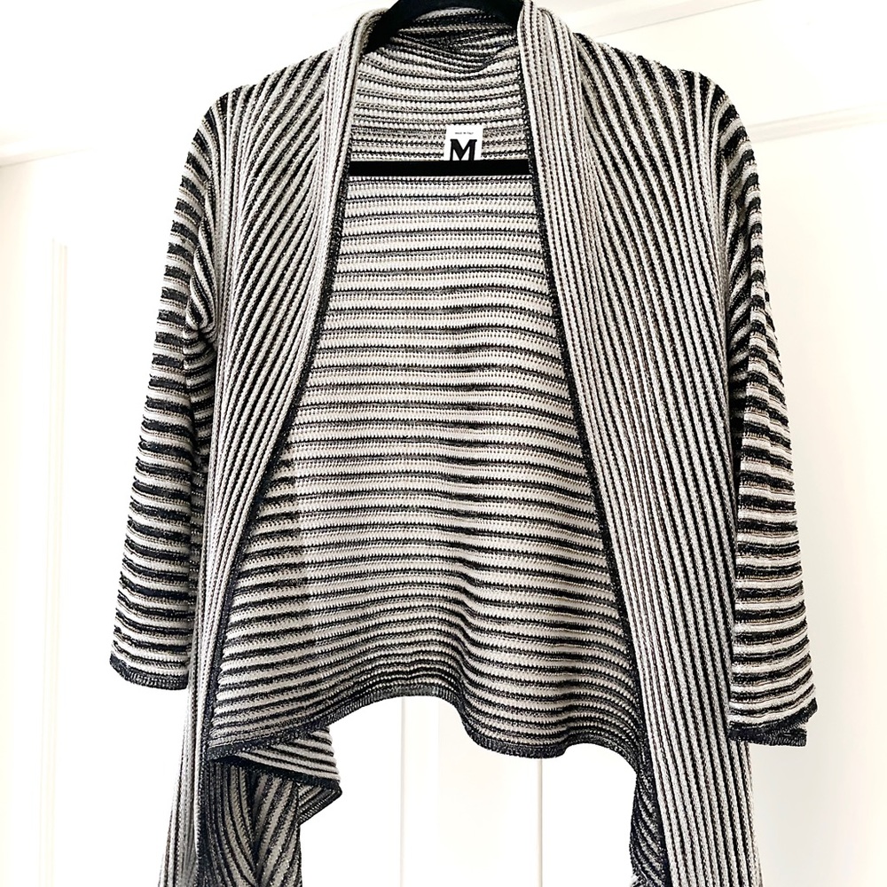 Missoni metallic gray black silver draped cardigan XS